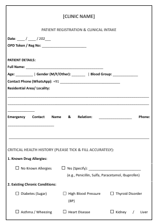 Patient Intake Form Page 1